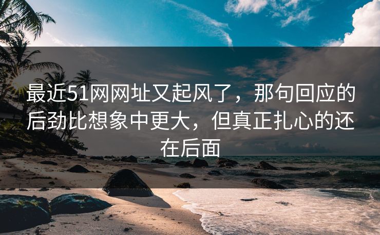最近51网网址又起风了，那句回应的后劲比想象中更大，但真正扎心的还在后面