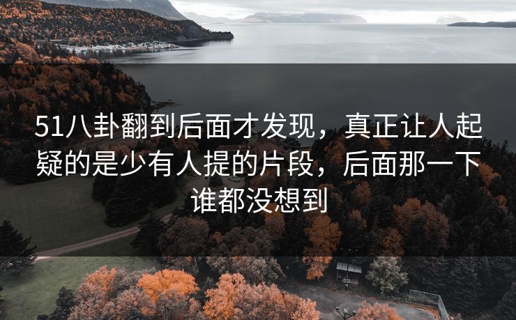 51八卦翻到后面才发现，真正让人起疑的是少有人提的片段，后面那一下谁都没想到
