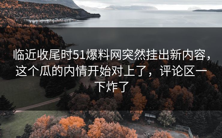 临近收尾时51爆料网突然挂出新内容，这个瓜的内情开始对上了，评论区一下炸了