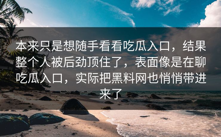 本来只是想随手看看吃瓜入口，结果整个人被后劲顶住了，表面像是在聊吃瓜入口，实际把黑料网也悄悄带进来了