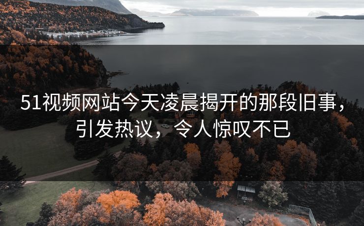 51视频网站今天凌晨揭开的那段旧事，引发热议，令人惊叹不已