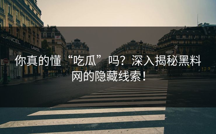 你真的懂“吃瓜”吗？深入揭秘黑料网的隐藏线索！