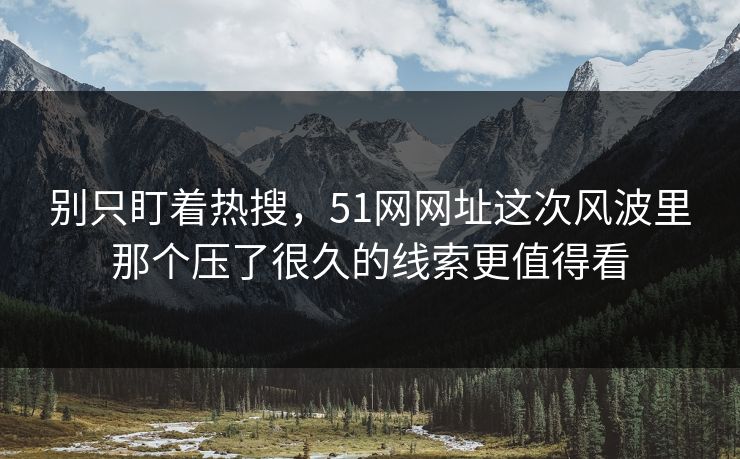 别只盯着热搜，51网网址这次风波里那个压了很久的线索更值得看