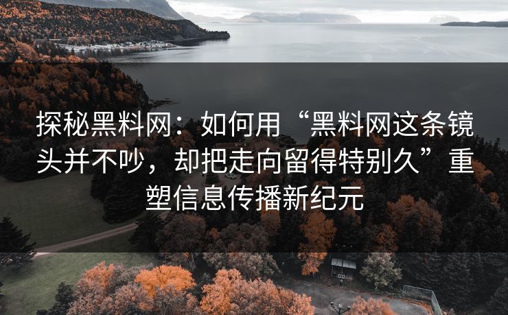 探秘黑料网：如何用“黑料网这条镜头并不吵，却把走向留得特别久”重塑信息传播新纪元